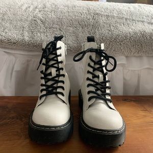 White platform combat boots